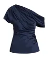 Simkhai Draped Satin Blouse In Blue