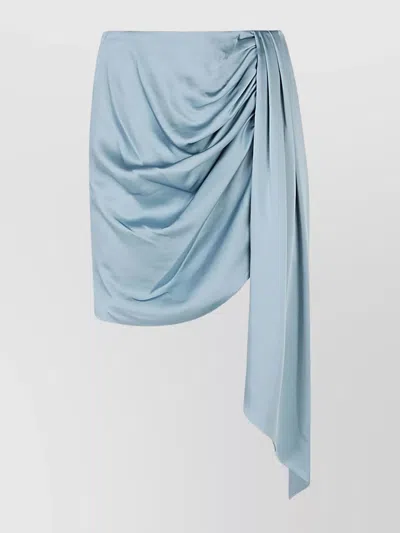 SIMKHAI DRAPED SATIN MINI SKIRT WITH ASYMMETRIC DESIGN