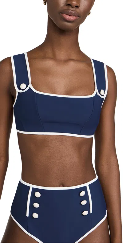 Simkhai Drayton Seamed Bikini Top Midnight In Blue