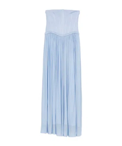 Simkhai Womens Tidepool Adalys Strapless Bustier Jersey Maxi Dress In Blue