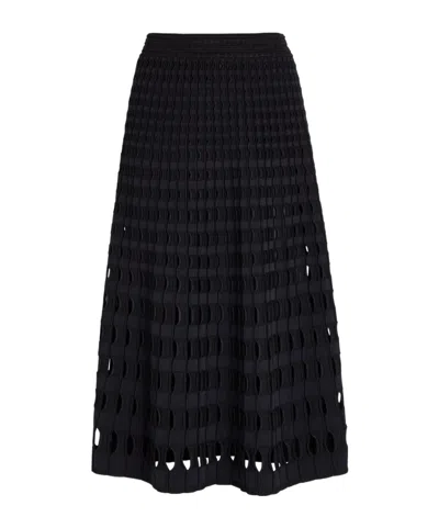 Simkhai Drue Textured Cut-out Knit Midi Skirt In Animal Print