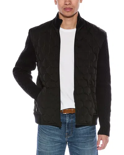 Simkhai Dunn Knit Combo Quilted Down Bomber Jacket In Black