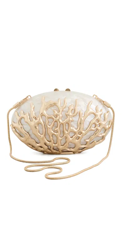 Simkhai Dylan Coral Clutch Ivory In White