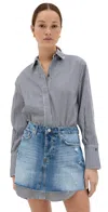 Simkhai Eastyn Long Sleeve Denim Combo Mini Dress Midnight Stripe In Midnight Stripe