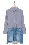Simkhai Eastyn Long Sleeve Denim Combo Mini Dress Midnight Stripe In Midnight Stripe