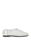 Simkhai Eden Metallic Lace Ballet Flats In 银色
