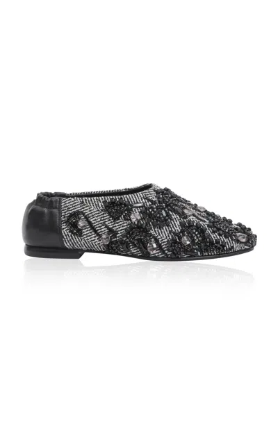 Simkhai Eden Embroidered Sequin Flats In Grey