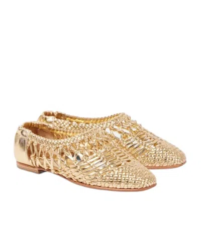 Simkhai Eden Metallic Leather Ballet Flats In Gold