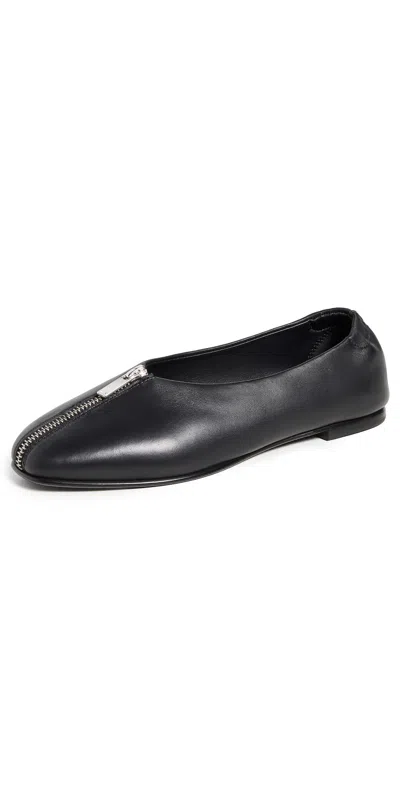 Simkhai Eden Zip-detailed Leather Ballet Flats In Black