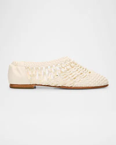 Simkhai Eden Woven Leather Ballerina Flats In Ivory