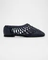 Simkhai Eden Woven Leather Ballerina Flats In Midnight