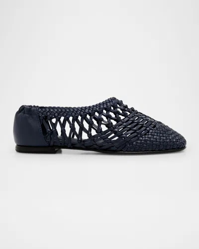 Simkhai Eden Woven Leather Ballerina Flats In Midnight