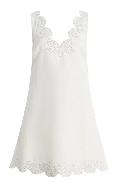 Simkhai Edena Embroidered Linen-blend Mini Dress In White