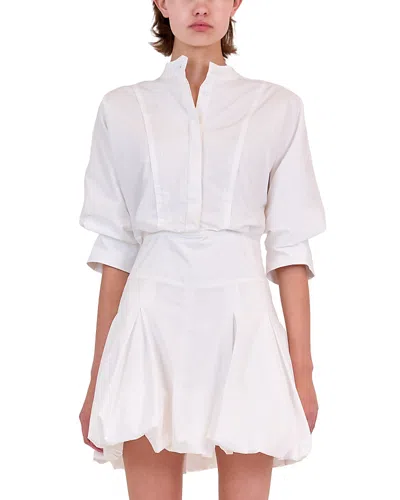 Simkhai Effie Bubble Hem Shirtdress In White