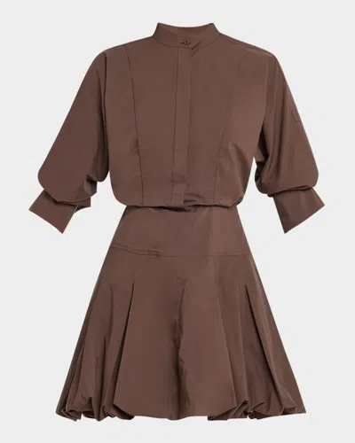 Simkhai Effie Bubble Mini Dress In Chocolate