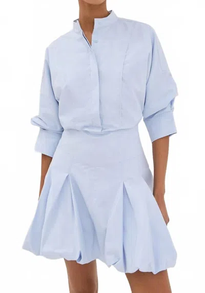 Simkhai Effie Cotton-blend Poplin Mini Dress In Blue