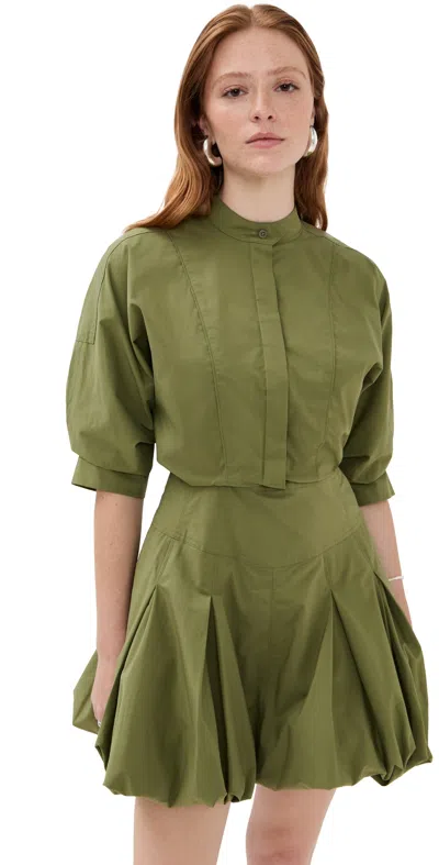 Simkhai Effie Bubble Mini Dress Olive