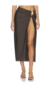 Simkhai Eiana Stretch Satin-jersey Coverup In Brown