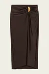 Simkhai Eiana Stretch Satin-jersey Coverup In Brown