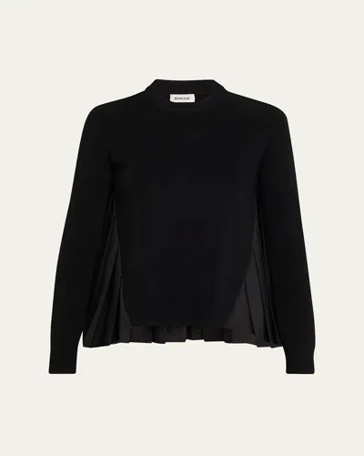 Simkhai Elanore Long-sleeve Pleated Sweater In Black