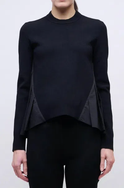 Simkhai Elanore Long Sleeve Pleated Top In Black