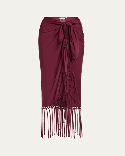 Simkhai Fringed Elara Pareo In Burgundy