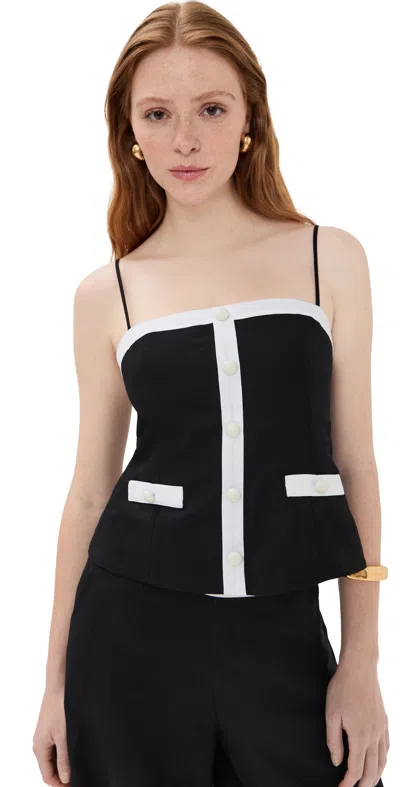 SIMKHAI ELEANOR BUTTON DOWN CAMI BLACK MULTI