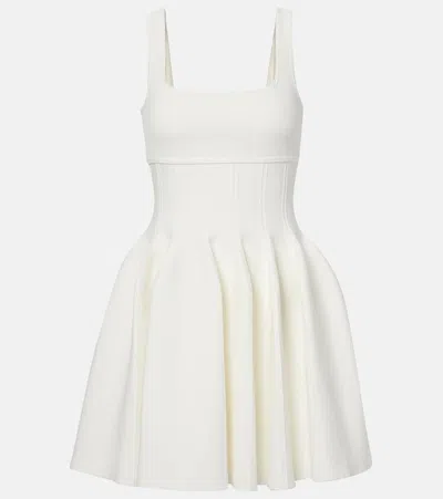 Simkhai Elektra Pleated Stretch-knit Mini Dress In White