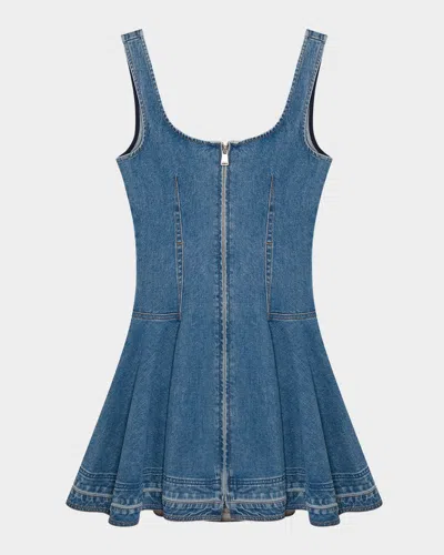 SIMKHAI ELEODRA DENIM FIT-&-FLARE MINI DRESS