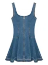 Simkhai Eleodra Zip-front Flared Denim Mini Dress