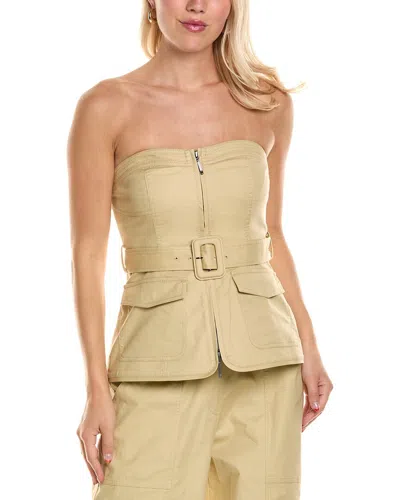 Simkhai Elettra Strapless Belted Cotton-blend Top In Brown