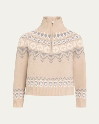 Simkhai Eliah Half-zip Wool-cashmere Pullover In Dark Sand Multi