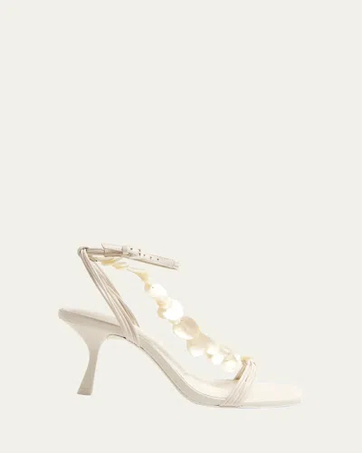 Simkhai Elin Shell Leather Ankle-strap Sandals In Neutral