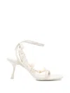 Simkhai Elin Natural Shell Beaded Strappy Heel In Animal Print