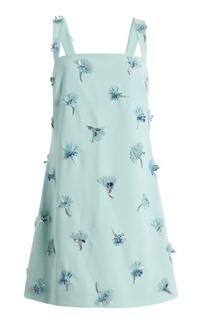 Simkhai Womens Sky Ella Embellished Woven Mini Dress In Blue