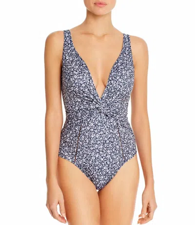 Simkhai Ellie Floral Smocked One Piece Swimsuit In Midnight In Blue