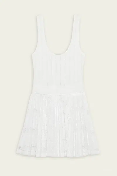 Simkhai Ellis Knit Lace Mini Dress In Ivory In White