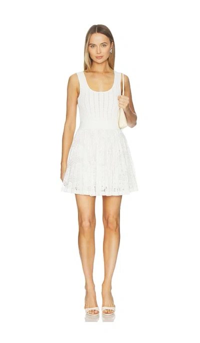 Simkhai Ellis Knit Lace Mini Dress In White