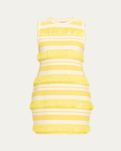 Simkhai Elly Knit Fringe Mini Dress In Yellow
