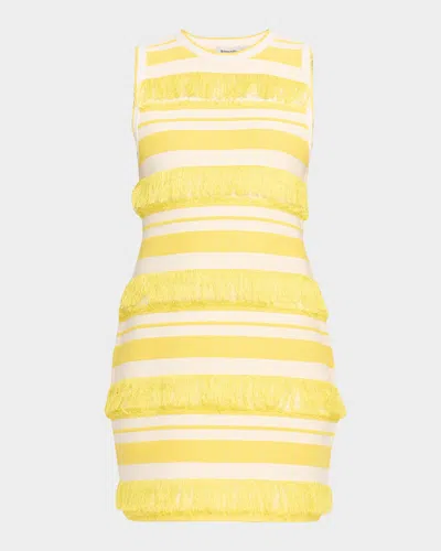Simkhai Elly Knit Fringe Mini Dress In Yellow