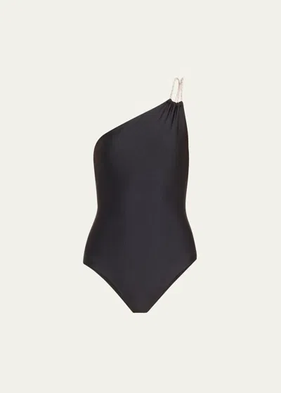 Simkhai Elodie One-shoulder One-piece Swimsuit In Black