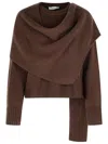 Simkhai Womens Chocolate Elson Round-neck Wool And Cashmere-blend Scarf Jumper Xs In Brown