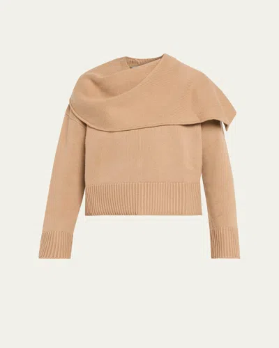 Simkhai Elson Cashmere-blend Scarf Sweater In Brown