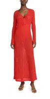 Simkhai Elton Open-knit Keyhole Maxi Dress In Red