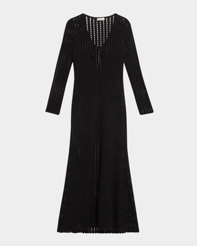 Simkhai Elton Open-knit Keyhole Maxi Dress In Black