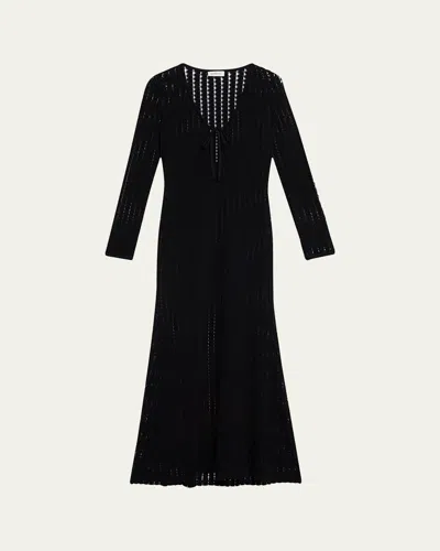 SIMKHAI ELTON OPEN-KNIT KEYHOLE MAXI DRESS