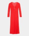 Simkhai Elton Open-knit Keyhole Maxi Dress In Fiery Red