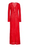 Simkhai Elton Open-knit Keyhole Maxi Dress In Red