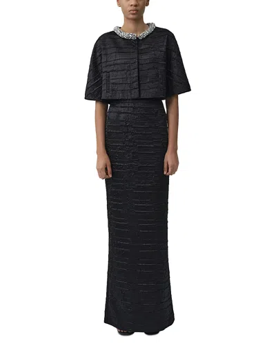 Simkhai Elvessa Cropped Crystal Collar Jacket In Black