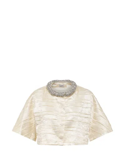 Simkhai Elvessa Crystal-embellished Pleated Jacket In 뉴트럴